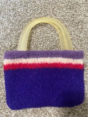 Purple Felted Wool Handbag with Plastic Handles